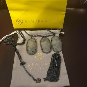 Kendra Scott Grey Stone Necklace & Earring Duo